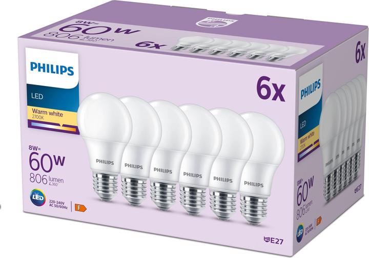 Actual product image Philips LED Bulbs (E27, 8 W, 806 lm, 6 x, F)