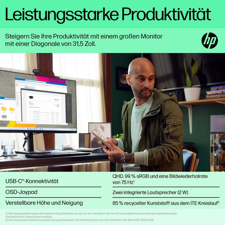 Actual product image HP P32U G5 (2560 x 1440 pixels, 31.50")