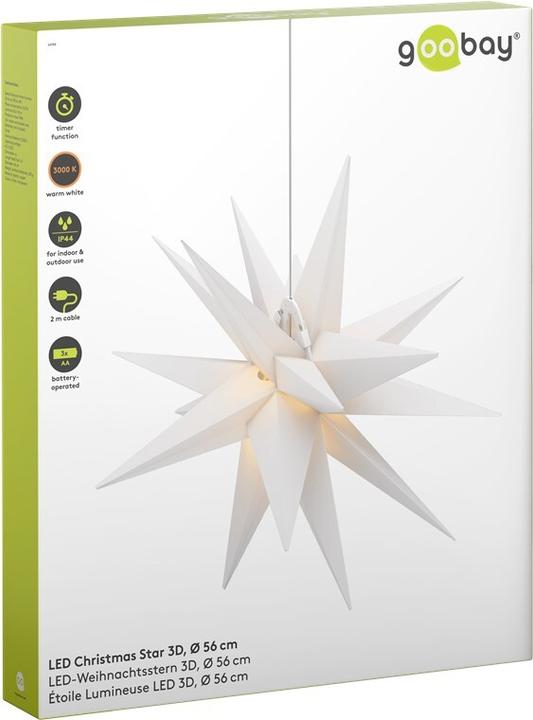 Image du produit Goobay Étoile de Noël LED 3D, Ø 56 cm, à piles