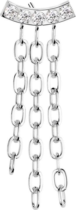 Immagine prodotto Star Piercing Threadless Balken gebogen silber fünf Kristalle silber Anhänger drei Ketten (senza ottone, Titanio G23)