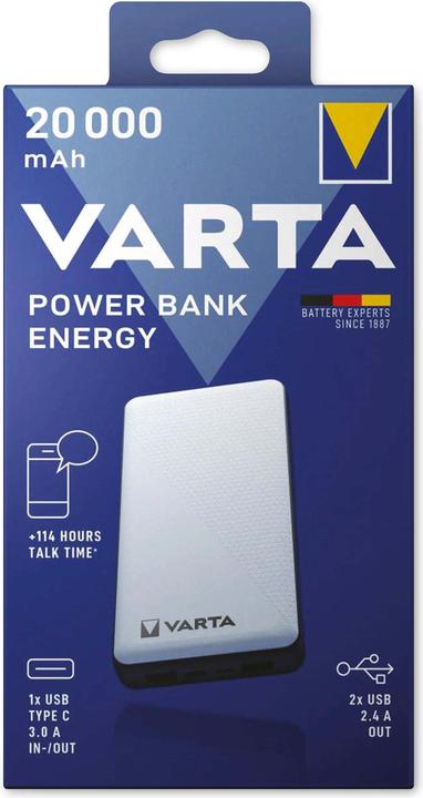 Actual product image Varta Energy 20000 (20000 mAh, 15 W, 74 Wh)