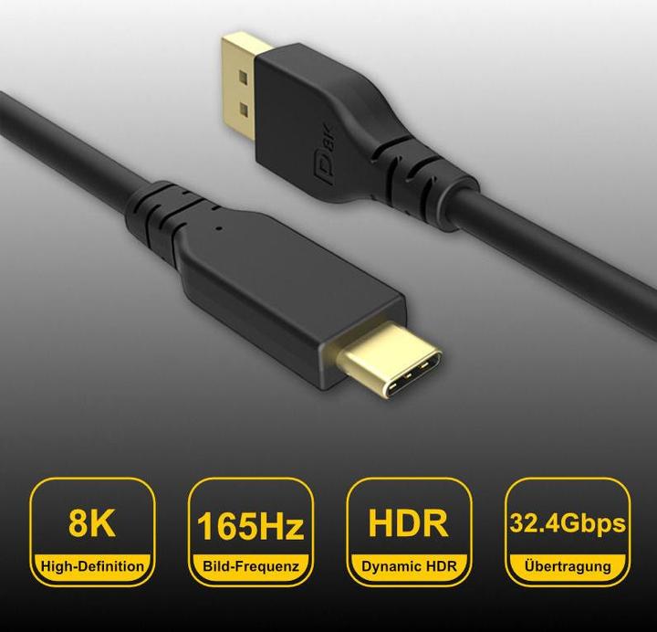 Actual product image Hermex DisplayPort – USB C (2 m, DisplayPort, USB Type C)