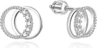 Actual product image Agato Stylish silver earrings with zircons AGUP3539S