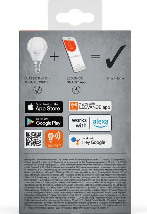Actual product image Ledvance Smart+ Wifi Mini Bulb (E14, 4.90 W, 470 lm, 3 x, F)