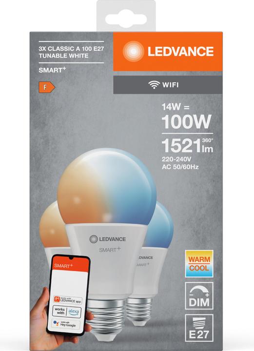 Produktbild Ledvance Smart+ Wifi Classic (E27, 14 W, 1521 lm, 3 x, F)