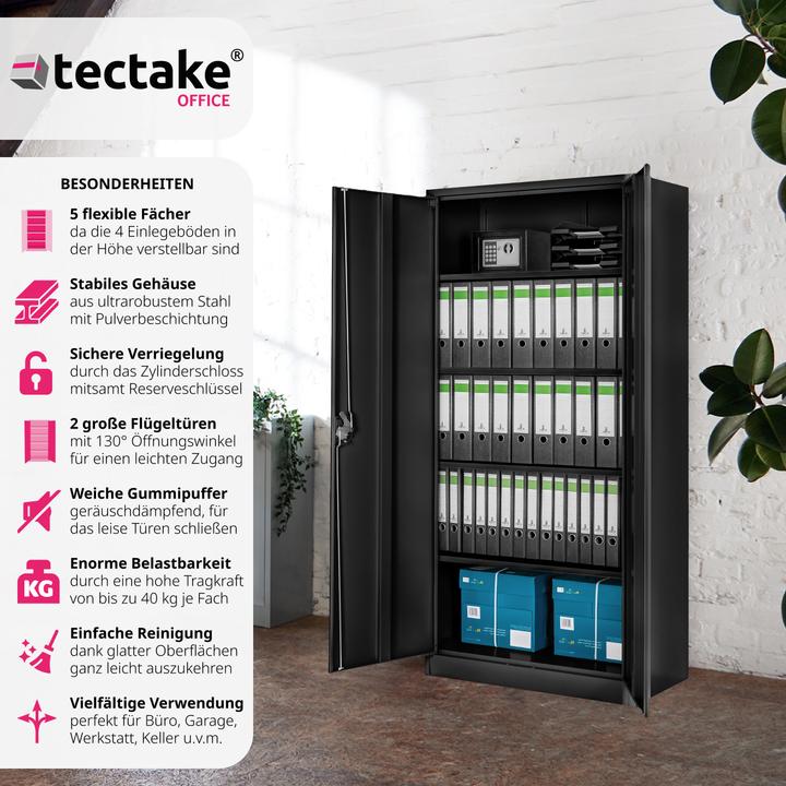 Produktbild tectake Aktenschrank (80 x 40 x 180 cm)
