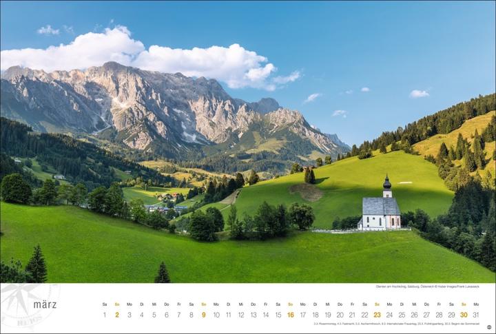 Produktbild Heye Österreich Globetrotter Kalender 2025 - Von weiter Bergwelt und klaren Seen (Harter Einband, Deutsch)