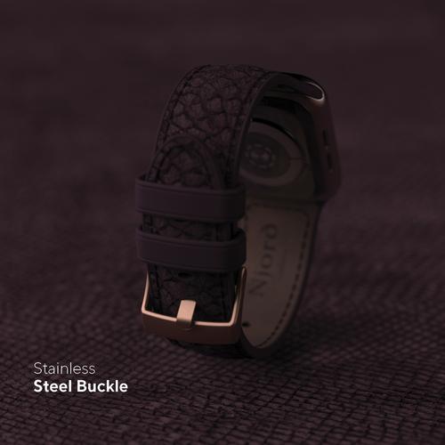 Actual product image Njord Eldur Watch Strap For (45 mm, 44 mm, Vegan Leather, Silicone, Vegan salmon leather)