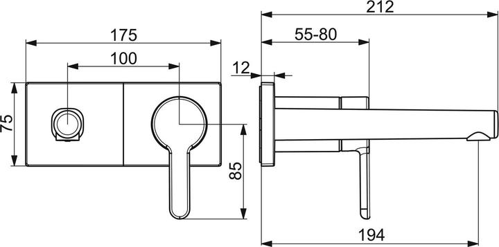 Produktbild Hansa HANSADESIGNO Style Fertigset für Waschtisch-Armatur, Ausladung 194mm, 51092183
