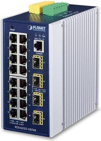 Actual product image Planet Industrial L3 16-Port 1000T + 4-Port 1000X SFP (16 Ports)