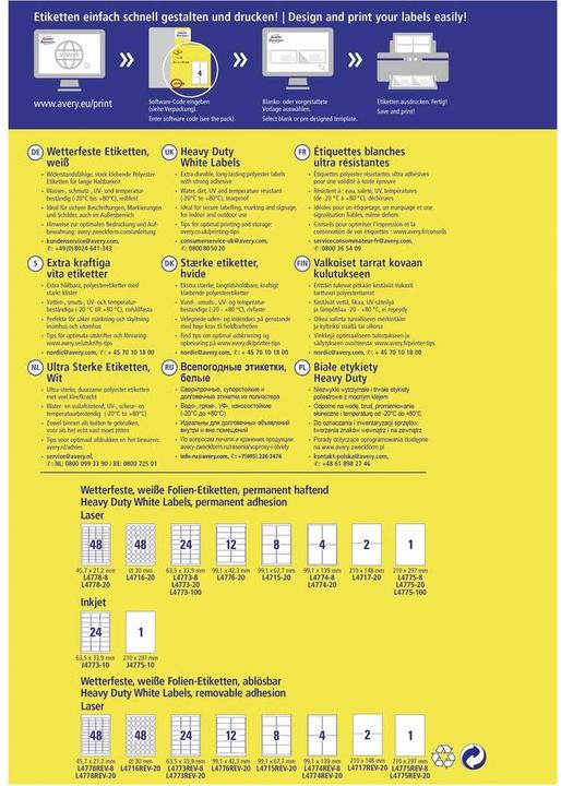 Actual product image Avery Weatherproof labels