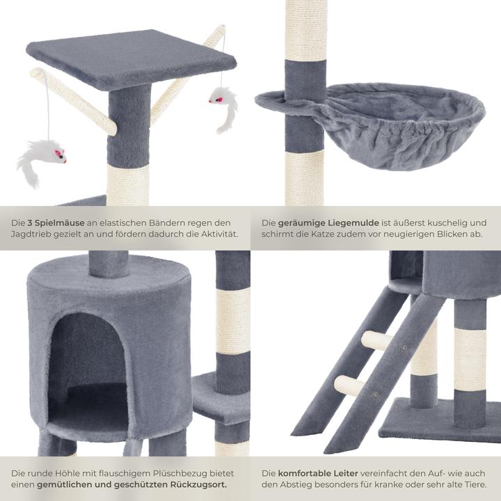 Image du produit tectake Arbre à chat Dominik (144 cm, Gris)