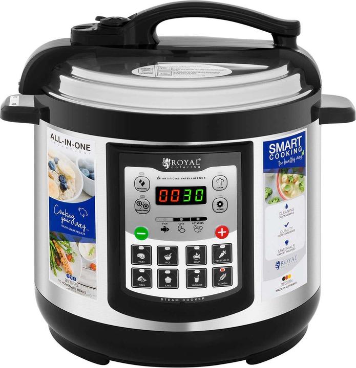 Produktbild Royal Catering Aluminium Schnellkochtopf Kochtopf Dampfkocher Schnellkocher 4L Timer + Display