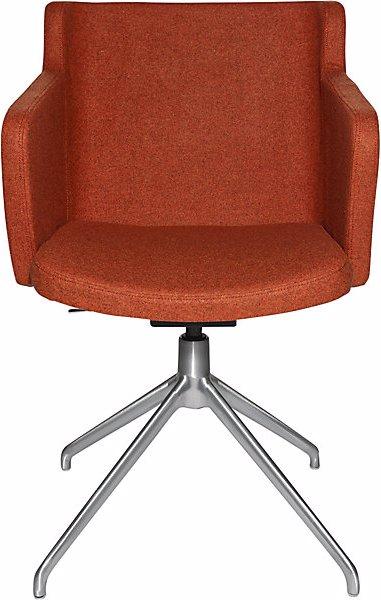 Actual product image Topstar SFH meeting room armchair, 3D seat joint and aluminium five star base, orange.
