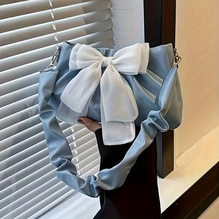 Immagine prodotto Only-Bags.Store Chic bow shoulder bags, monochrome bags with magnetic closure and polyester lining