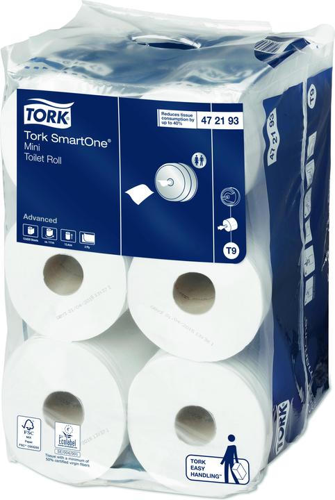 Produktbild Tork 472193 Toilettenpapier Lotus SmartOne mini Tissue weiss 620 Blatt # 297492, 12 Rollen/Ktn, 111m (12 x)