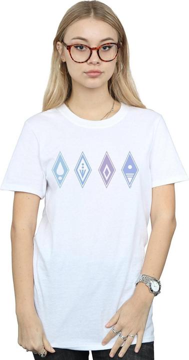 Actual product image Disney Womens/Ladies Frozen 2 Elements Symbols Cotton Boyfriend T-Shirt (M)