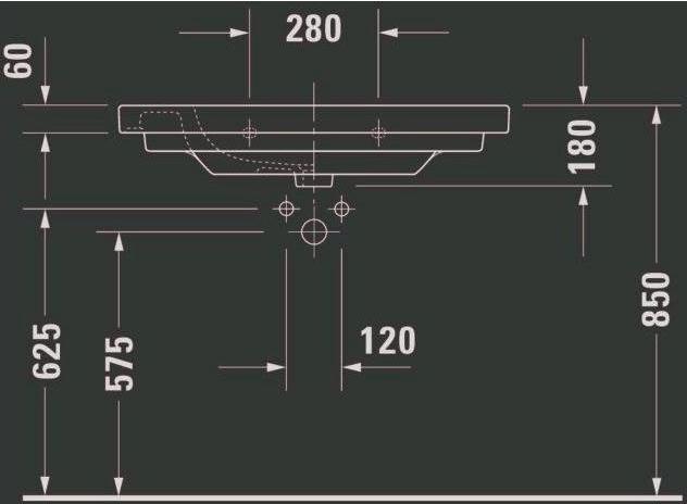 Image du produit Duravit Lavabo pour meuble D-CODE MED sans robinetterie m HLB 850x480mm 1 trou de robinetterie blanc (480 mm, 850 mm)