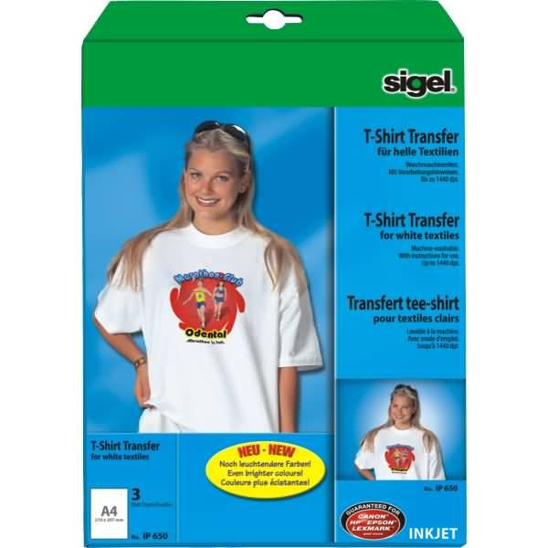 Actual product image Sigel InkJet transfer films for T-shirts (197 g/m², 3 x)