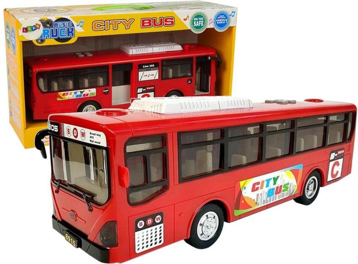 Actual product image Lean Toys Musical bus with friction drive and red lights