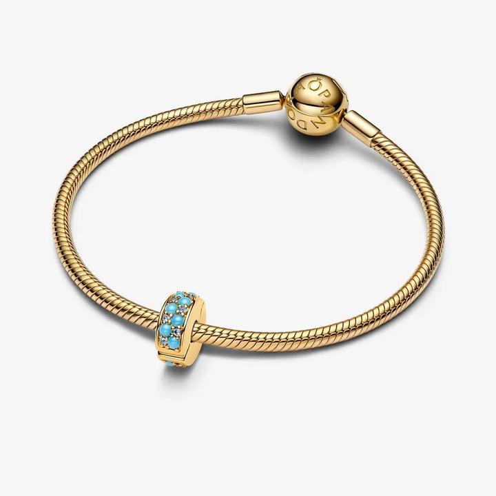Actual product image Pandora Aqua Blue Clip Charm (Silicone, Gold-plated metal alloy)