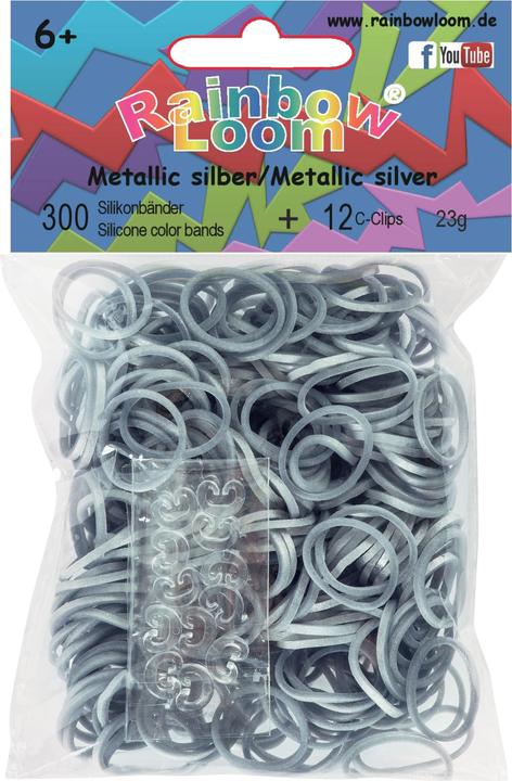 Rainbow Loom Silikonbänder Metallic Silber (12 Stk.)