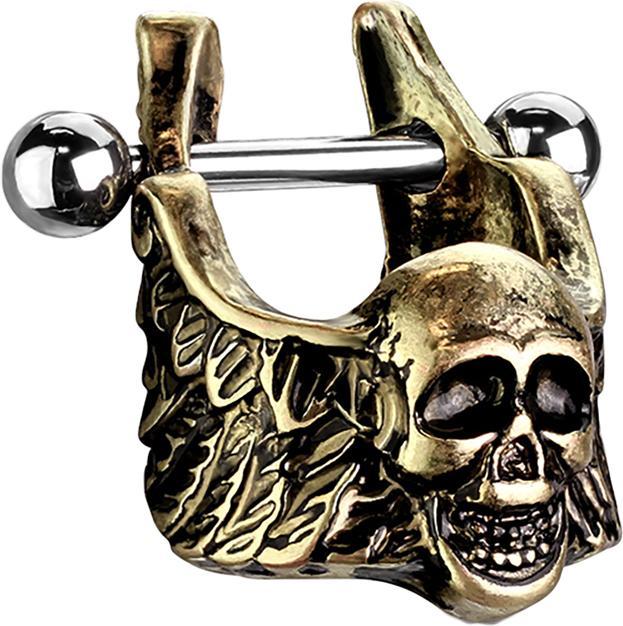 Image du produit Star Piercing Micro Barbell vergoldet Totenkopf mit Flügel (Acier chirurgical 316L, Laiton)