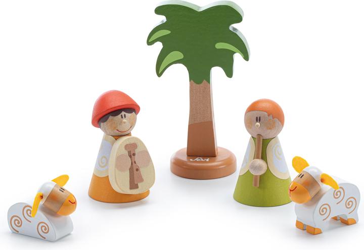 Image du produit Sevi 83104 Bois Accessoires pour crèche 10 x 12 x 9 cm, set de 5 bergers musiciens pour compléter la