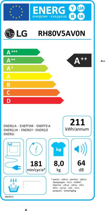 Energy Label LG RH80V5AV0N (8 kg, Changeable)
