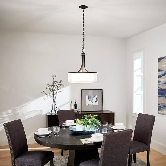 Productafbeelding Elstead Lighting Lacey hanglamp E27 4-voudig missie brons licht omber, aardkleur, metallic frosted (E27)