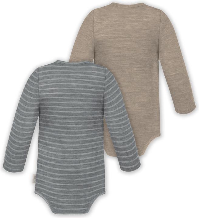 Image du produit Normani Lot de 2 body à langer bébé unisexe manches longues une pièce en laine mérinos - 9351 (80)