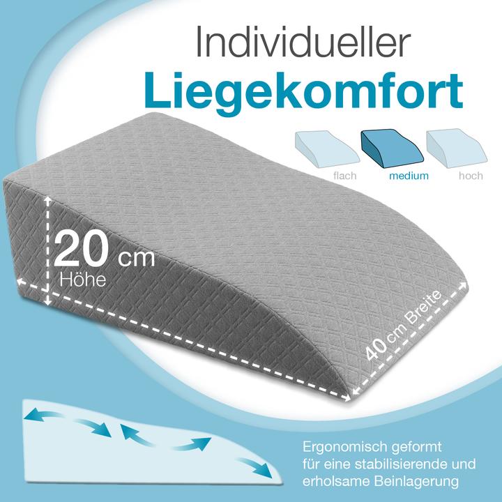 Produktbild Bestschlaf Venenkissen Beinhochlagerungskissen aus Memory Foam, Beinkissen zur Entlastung, Lagerungskissen mit (20 x 65 x 40 cm)