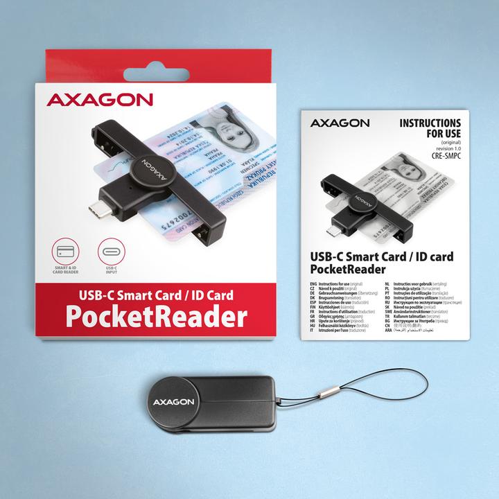 Actual product image Axagon CRE-SMPC USB-C Smart Card PocketReader (USB 2.0)