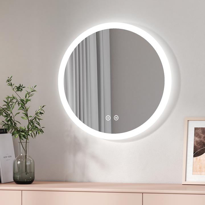 Produktbild Emke Badspiegel mit Beleuchtung Φ60cm,Beschlagfrei, 3 Farbtemperaturen(3000K-6500K) und dimmbaren