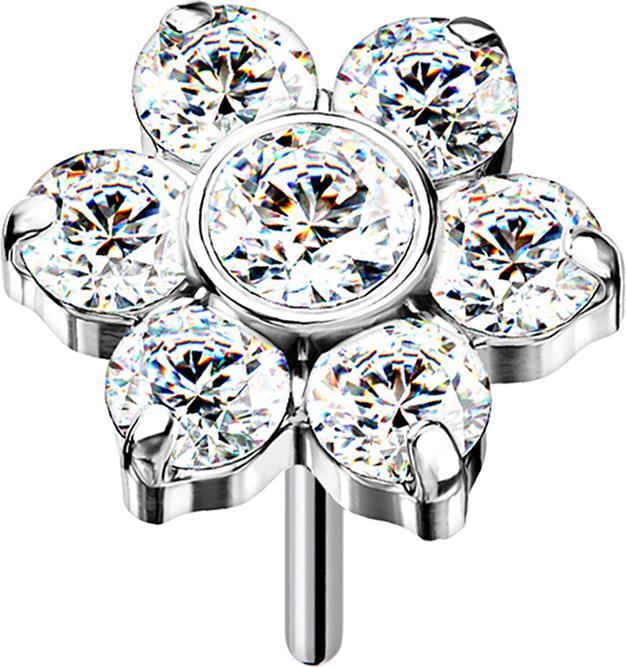 Produktbild Star Piercing Threadless silber Blume Kristalle silber (ohne Messing, Titan G23)