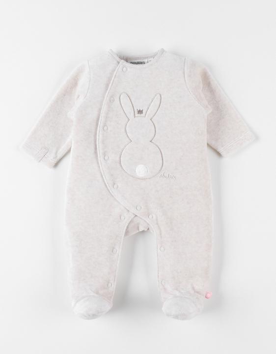 Actual product image Noukies Romper suit velour with rabbit beige size 80 (80)