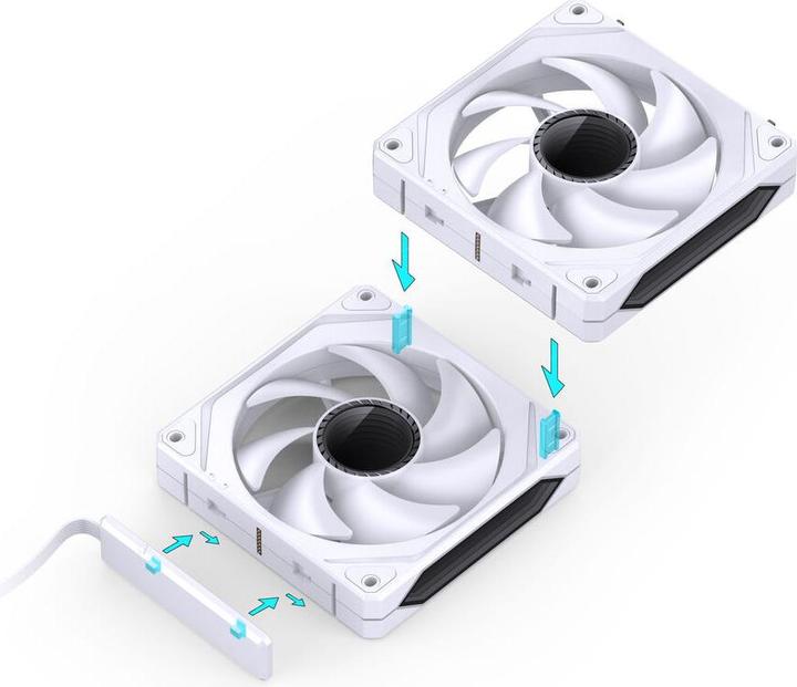 Actual product image Jonsbo ZL-120W PWM ARGB Lüfter 3er Pack, reguläre Ausrichtung - 120mm, weiss (120 mm, 3 x)