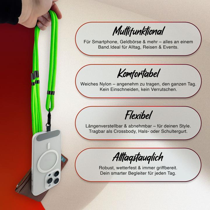 Produktbild Nalia HoldMe Lanyard Handykette - Universal Trageband für Smartphones - Verstellbar, Soft & Elastisch
