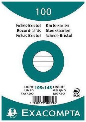 Immagine prodotto Exacompta Formato del cartoncino: DIN A6 Struttura della riga: rigata (105 x 148 mm, 205 g/m², 100 x)