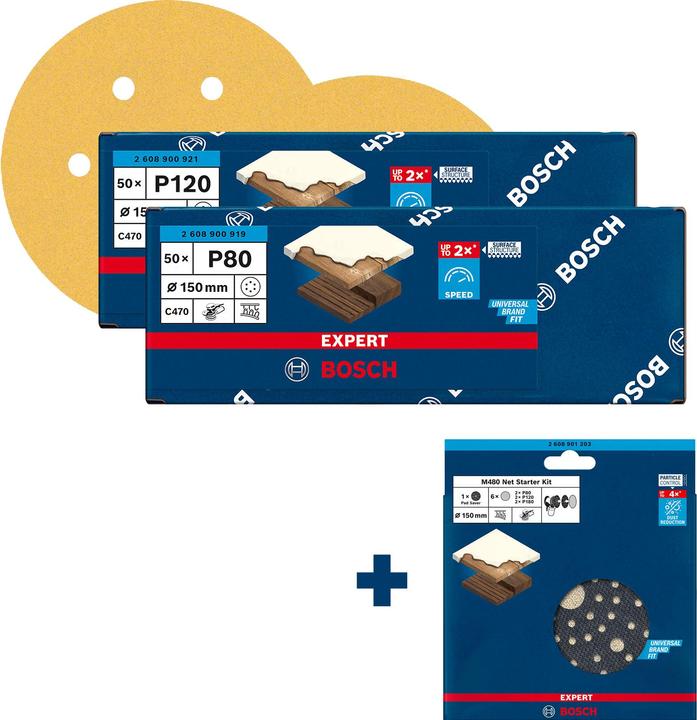 Actual product image Bosch Hausgeräte Bosch Schleifscheiben 150 mm C470 Wood + gratis M480 Starter-Set