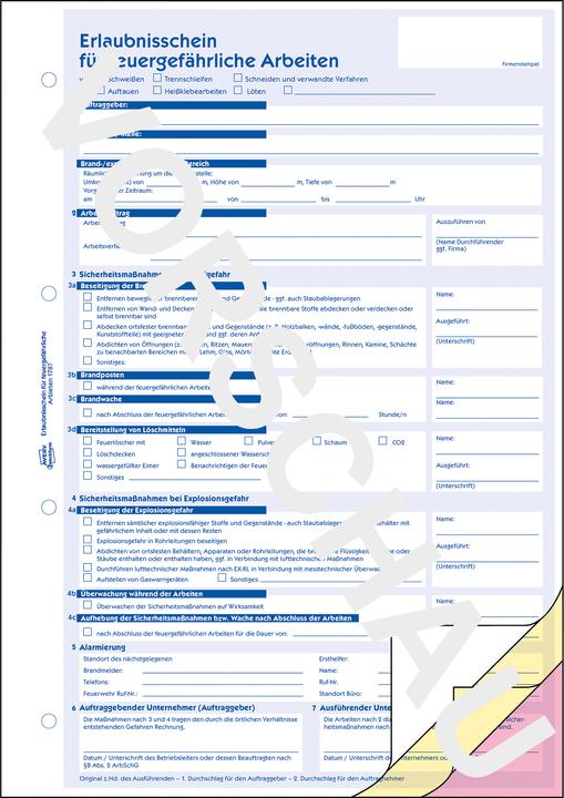 Produktbild Avery Erlaubnisschein feuergefährliche Arbeiten DIN A4 selbstdurchschreibend 2 Durchschläge 3 x 40 Bl. (40 x)