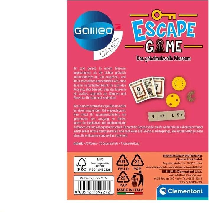 Produktbild Clementoni Galileo Escape Das geheimnisvolle Museum (Deutsch)