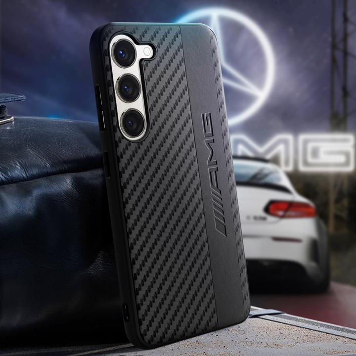 Produktbild Mercedes AMG AMHCS23MBLSCA S23+ S916 czarny/black hardcase Carbon Stripe&Embossed (Samsung Galaxy S23+)