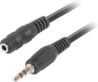 Actual product image Lanberg CA-MJFJ-10CC-0030-BK, 3.5mm, Male, 3.5mm, Female, 3 m, Black (3 m, 3.5mm jack (AUX))