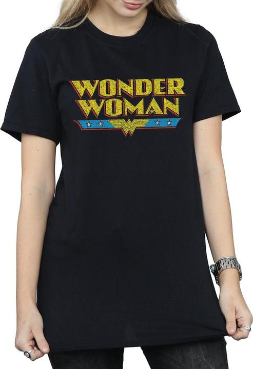 Actual product image Womens/Ladies Wonder Woman Crackle Logo Cotton Boyfriend T-Shirt (XL)