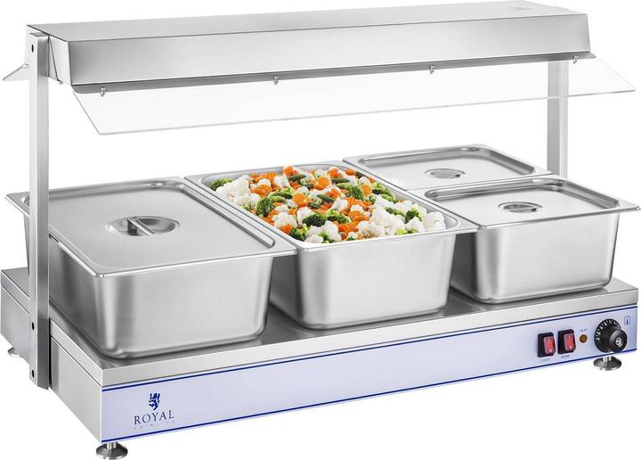 Royal Catering Warmhalteplatte Speisenwärmer Wärmetheke Buffetwärmer 1550 W 3 Halogenlampen
