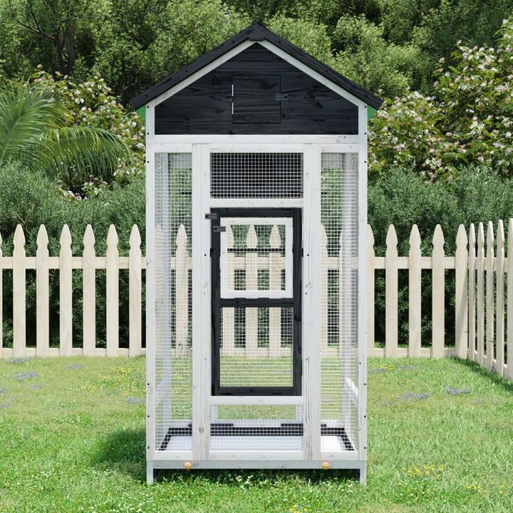 Actual product image VidaXL Voliere Grau 91,5x53x170 cm Massivholz Kiefer