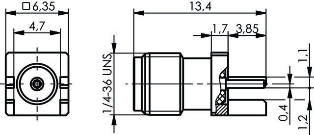 Actual product image Telegärtner SMA End Launch Socket 50 Ohm for PCB Thickness 1.07mm/0.042"