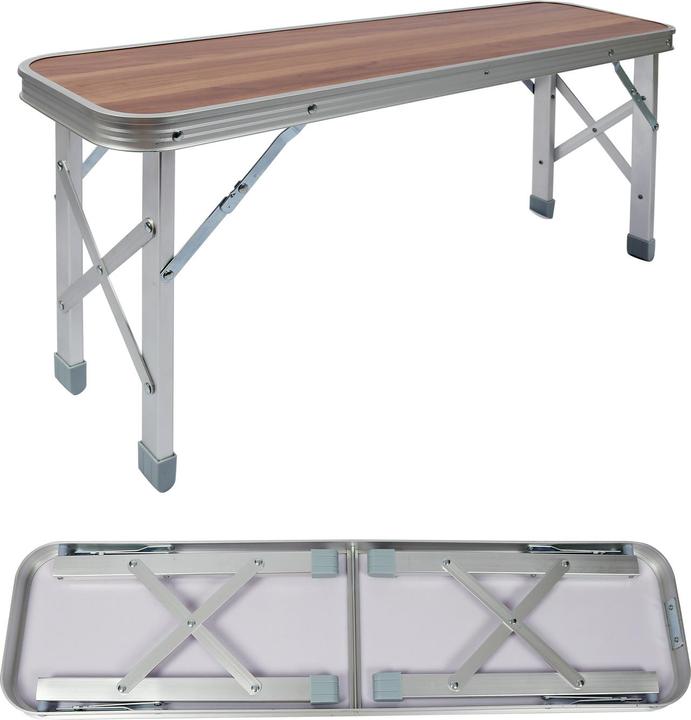 Produktbild Wiltec Koffertisch mit 2 Bänken Holzdesign Aluminium Campingtisch Klapptisch