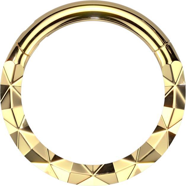 Star Piercing Micro Segmentring klappbar vergoldet front X facettiert (Chirurgenstahl 316L)
